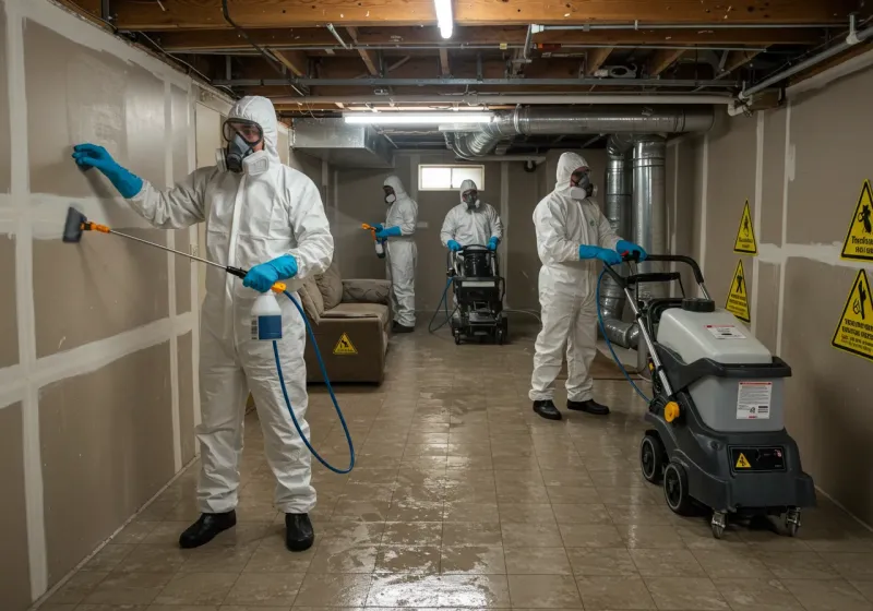 Basement Moisture Removal and Structural Drying process in New Matamoras, OH